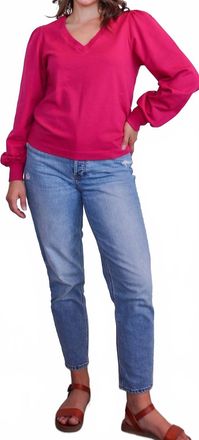 Michael Stars Tam V-Neck Pullover In Dark Voltage