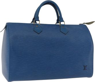 Louis Vuitton Speedy Handbag Epi Leather Blue Leather Handbag (Pre-Owned)