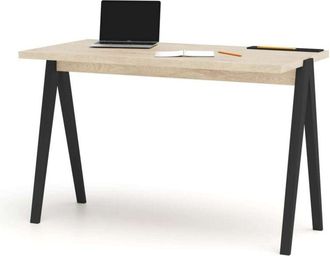HERDASA Mesa Estudio Mod-635 Acabado En Color Roble Combinado Con Negro, 60 X 120 X 78 Cm (fondo X Ancho X Alto)