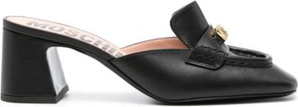 Moschino logo-lettering leather loafer mules - women - Calf Leather/Calf Leather/Calf Leather - 36 - Black
