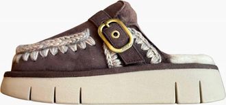 Mou Womens Bounce Buckle Strap Clog In Brown Pepper