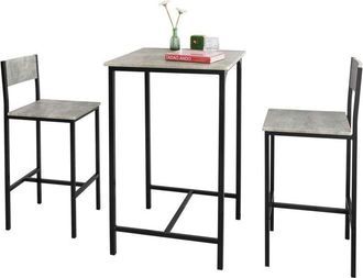 SoBuy OGT27-HG,3 Pieces Home Kitchen Breakfast Bar Set,Grey Tops - Sobuy
