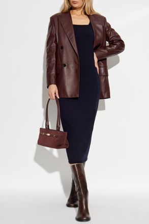 Max Mara Leather Blazer Duse, Womens, Burgundy