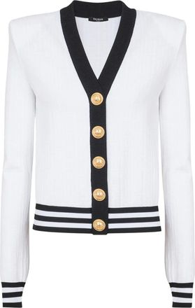 Balmain Cardigan bicolore - Bianco