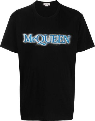 Alexander McQueen logo-print T-shirt - men - Polyester/Cotton/Viscose/Cotton - M - Black