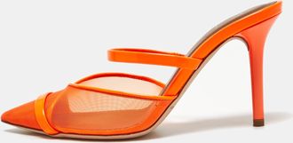Malone Souliers Orange Mesh And Patent Leather Clio Mules