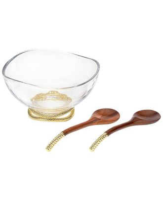 Namb&eacute; Nambe Braid Glass Salad Bowl With Servers