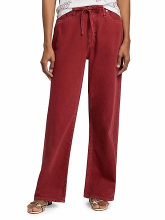 Rag & Bone Featherweight Phoebe Drawstring Wide-Leg Jeans In Rust