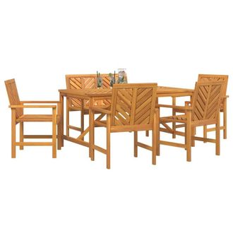 Berkfield Home Modern 5 Piece Garden Dining Set Solid Wood Acacia in Brown