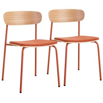 Oviala Lote de 2 sillas apilables de madera naranja