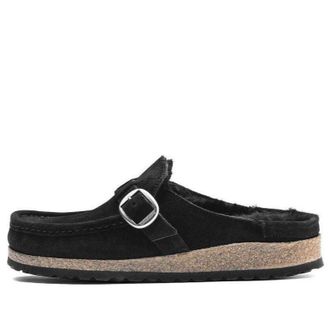 Birkenstock Buckley Shearling Suede Leather Narrow Fit Sandals Black 1018126