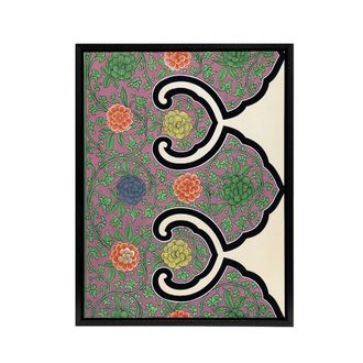Artery8 Owen Jones Ornamental Flower Motif Pattern Framed Canvas Art Print in Purple | Size: W24 x H32
