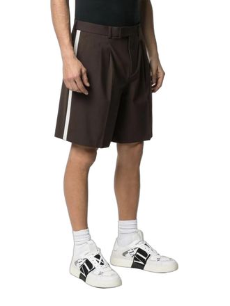Valentino Virgin Wool-Blend Tailored Shorts - Brown