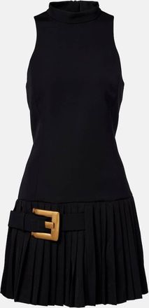 Balmain Pleated virgin wool minidress
