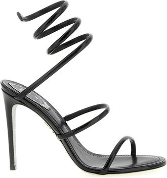 Rene Caovilla Cleo Sandal - Dames - Sandalen met hakken - Zwart - 38 1/2 EU - Leer - Schoenen