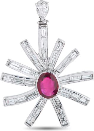 Luxury Bazaar Platinum 2.0ct Diamond and Ruby Pendant MF15-051326