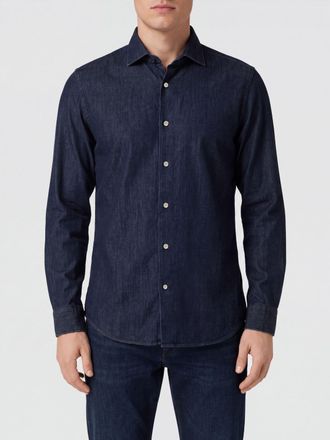 Eleventy Camicia slim fit in cotone a maniche lunghe con collo francese
