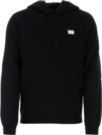 Dolce & Gabbana Zwarte wollen blend sweatshirt - Heren - Hoodies - Zwart - L - Wol - Hoodies & sweatvesten