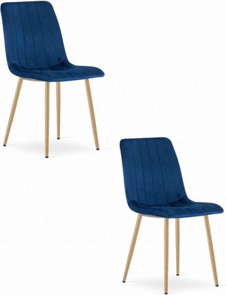 OEM Silla Lava - Terciopelo Azul Marino / Patas Color Madera X 2