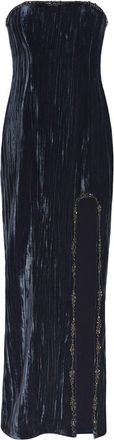Cinq à Sept Eponine strapless velvet gown - women - Polyamide/Viscose - 10 - Blue
