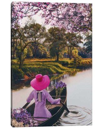 iCanvas A Girl In A Pink Hat With Flowers By Ievgeniia Bidiuk Wall Art
