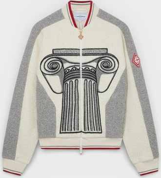 Casablanca Mens Embroidered Cashmere Terry Jacket White Column - White/Multicolour - Size X-Large