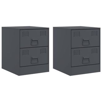 Berkfield Home Bedside Cabinets 2 pcs Anthracite 34.5x39x44 cm Steel in Dark Grey