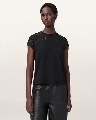 AllSaints Anna Snake Print Devore T-Shirt