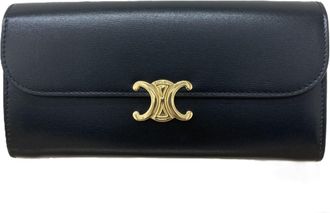 Celine Black Leather Long Wallet (Bi-Fold) (Pre-Owned)