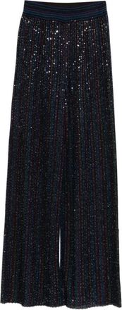 Missoni Wijde gestreepte jersey broek - Dames - Wijde Broeken - Blauw - S - Broeken