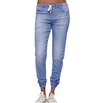 Generic Skinny Jeans Women Short Leg Ladies Trousers Elasticated Waist Denim Jeans Ladies Denim Jeans Ribcage Jeans Jeggings Skinny Fit Sweatpants Classic Cas