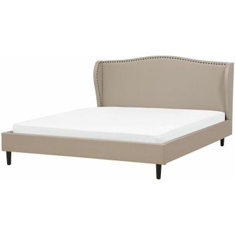 Beliani Beliani - Letto Imbottito Velluto Beige a Doghe Testiera Trapuntata 180 x 200 cm Colmar
