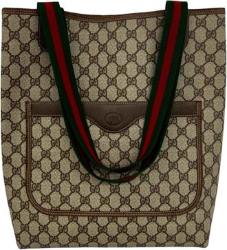 Gucci Brown Green Red Color Pvc Leather Handbag Tote Bag (Pre-Owned)
