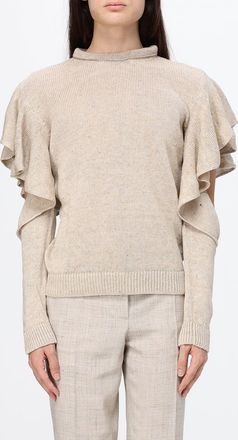 Moschino Maglia girocollo in cotone e lino con rouches