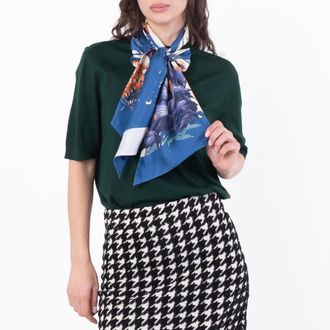 Ferragamo Womens Heron Print Silk Scarf