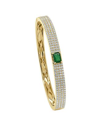 Sabrina Designs 14K 3.09 Ct. Tw. Diamond & Emerald Bangle Bracelet