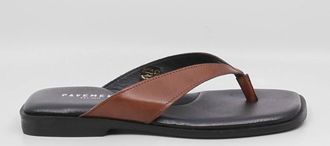 Pavement Womens Lina Leather Flip-Flops In Brown