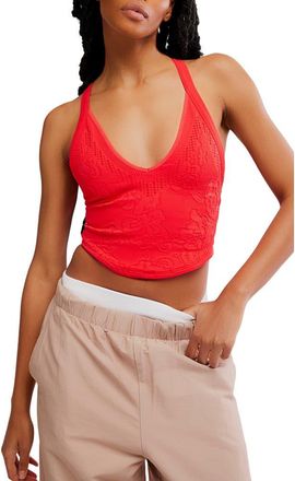 Free People Daydream Rib Racerback Tank in Grapefruit at Nordstrom, Size X-Large