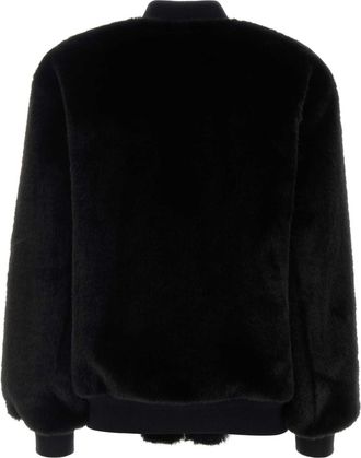 Prada Womens Black Eco Fur Bomber Jacket Nero Pellicce