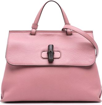 Gucci Pre-owned Womens Bamboo Top Handle Leather Bag - Purple - One Size