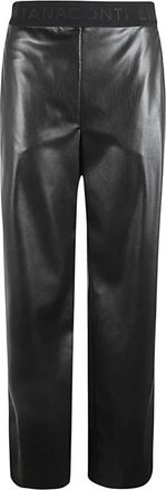 Liviana Conti Zwarte elastische taille broek reguliere pasvorm - Dames - Straight fit broeken - Zwart - XL - Broeken