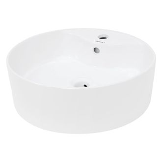 ECD Germany Lavabo sobre encimera redondo lavamanos ceramica blanca ba&ntilde;o