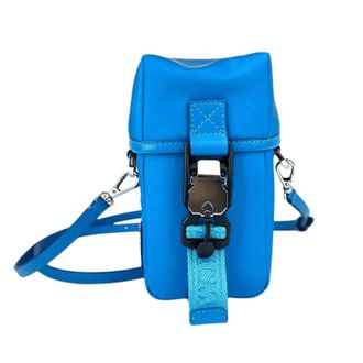 MCM Womens Blue Nylon Mini Flap Pouch Shoulder Waist Bag
