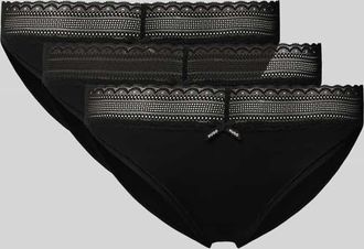 HUGO BOSS String aus Baumwoll-Mix im 3er-Set Modell TRIPLET LACE BRIEF in Black, Größe XL