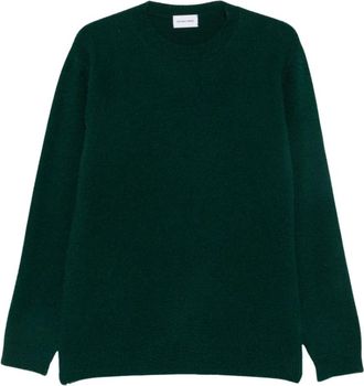 Scaglione Boucl&eacute; Gebreide Trui - Heren - Ronde hals truien - Groen - M - Wol - Truien & Vesten
