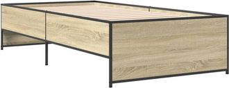 vidaXL Estructura cama madera ingeniería metal roble Sonoma 90x190 cm Vidaxl