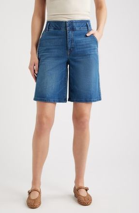Wit & Wisdom High Waist Relaxed Denim Shorts in Blue at Nordstrom, Size 18