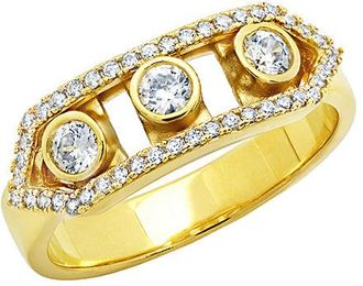 Crislu 18K Rose Gold & Silver Cz Slide Ring