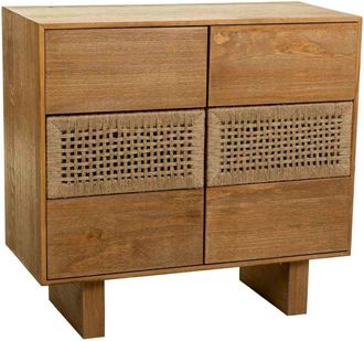 Wanderlust Deco Comoda De Madera Y De Cuerda Trenzada Marr&oacute;n 80x36x75