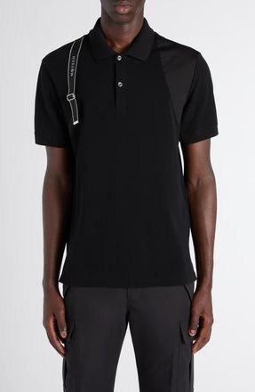 Alexander McQueen Harness Polo in Black at Nordstrom, Size Xx-Large